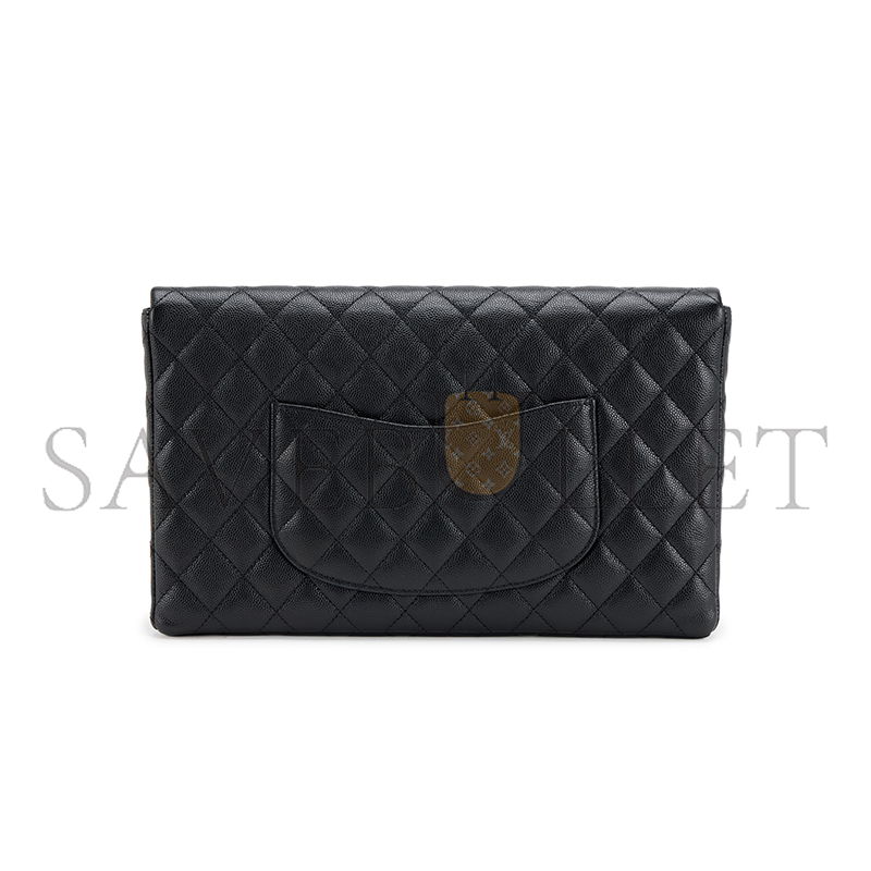 CHANEL QUILTED CAVIAR FLAP CLUTCH (28*20*3cm)